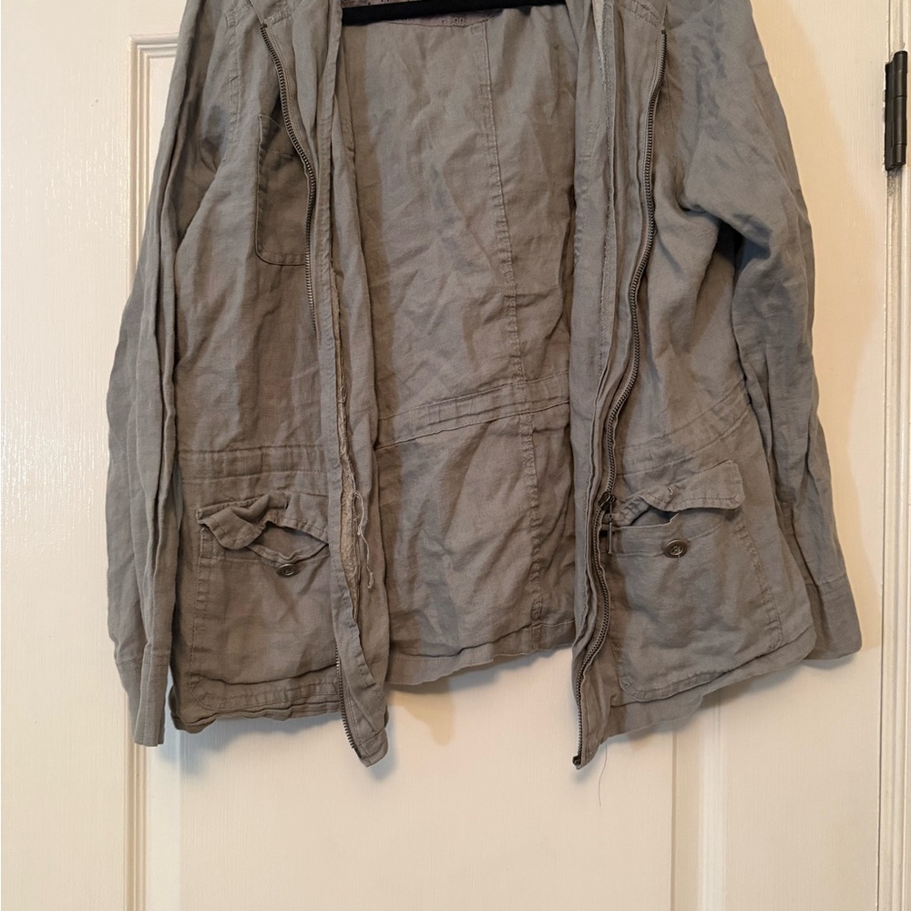 Saint Tropez Casual Linen Gray Relaxed Fit Jacket